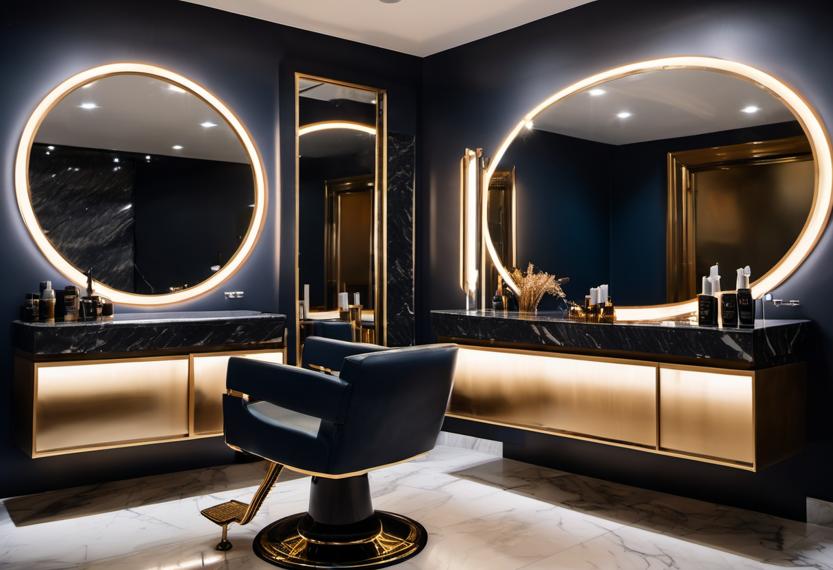 Modern upscale salon interior